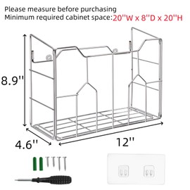 Cididu Kitchen Wrap Organizer Rack Wall Mount, Cabinet Door Organizer Storage, Wall Rack Basket Sturdy Steel Wire, Tall Inside Cabinet Holder for Aluminum Foil Plastic Wrap Wax Paper, Easy to Install