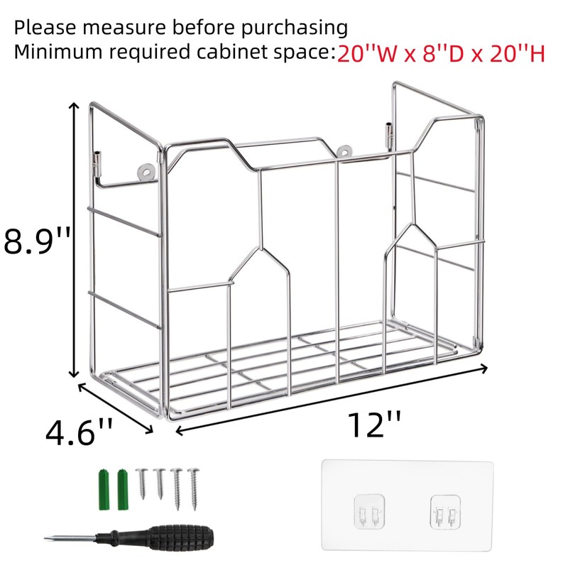 Cididu Kitchen Wrap Organizer Rack Wall Mount, Cabinet Door Organizer