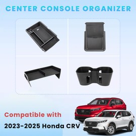Neepiar 4PCS Center Console Organizer Compatible with 2023 2024 2025 Honda CRV Secondary Box Insert Divider Armrest Storage Tray Hidden Storage Tray Cup Holder Interior Accessories