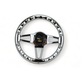 New World Motoring 14" Real Mahogany Wood Chrome Steering Wheel w/ Chevy Horn C/K Series