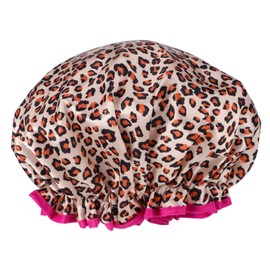 MERRYHAPY Shower Cap for Women Leopard Print Long Hair Friendly Elastic Stylish Pattern Waterproof Reusable Comfort Fit