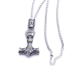 LangHong Norse Viking Thor Hammer Necklace For Men Punk Stainless Steel Mjolnir Necklace, 35X45, Stainless Steel, No Gemstone