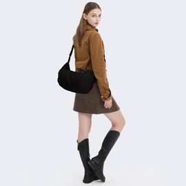 EnhbZoilism Unisex Nylon Handbag, Women's Hobo Men's Shoulder Bag, Crossbody Bag, Lightweight and Waterproof, Sling Bag with Adjustable Shoulder Strap, Wide Shoulder Strap, black