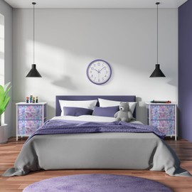 Sorbus Nightstand with 2 Drawers - Kids Bedside Furniture End Table Night Stand - Steel Frame, Wood Top & Easy Pull Fabric Bins - Dresser & Chest for Home, Bedroom Accessories, Office & Dorm (2 Pack)