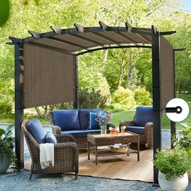 ECOOPTS 9'x18' Outdoor Shade Cover Canopy Sun Shade Cover with Grommets Weighted Rods for Pergola Patio Porch (Brown)