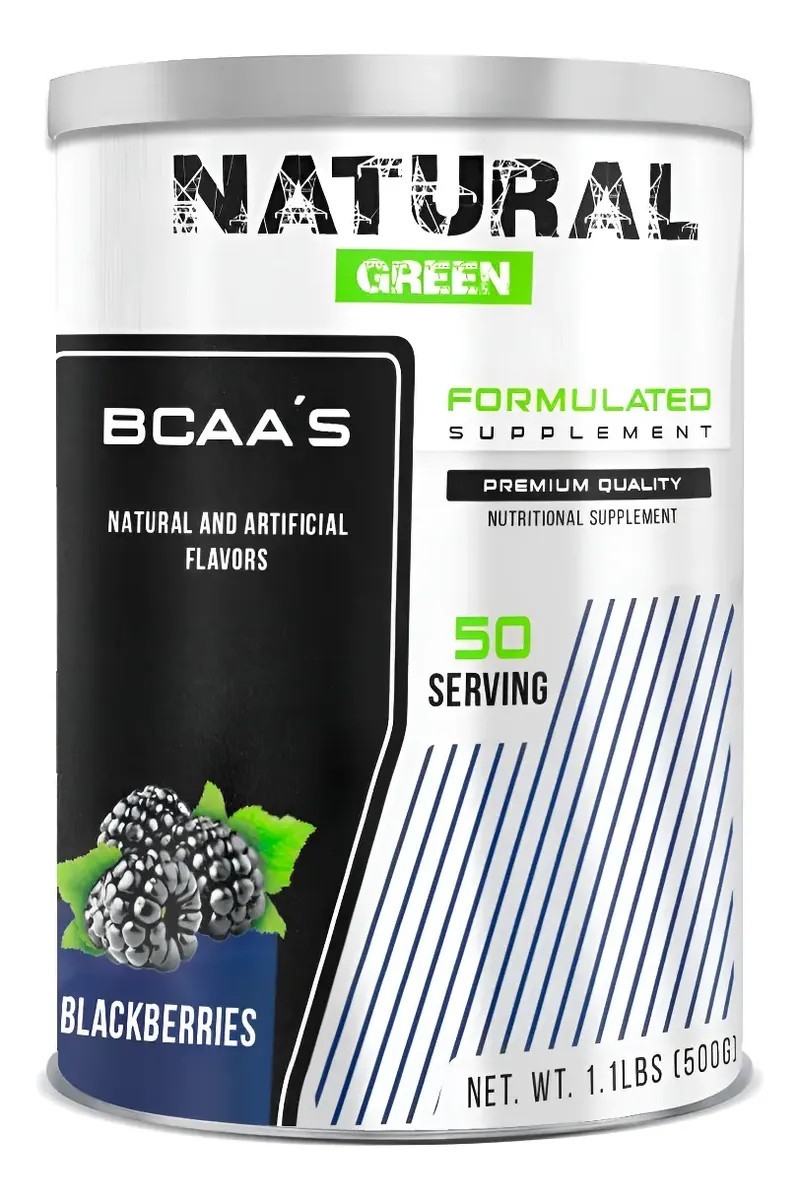 Bcaas Aminoácidos Natural Green 500g 50 Servicios Sabores