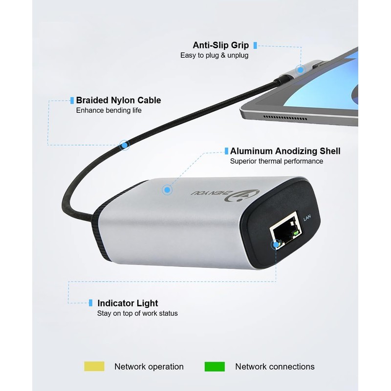 NP Type-C to Gigabit PoE Converter, POE Ethernet Adapter gigabit