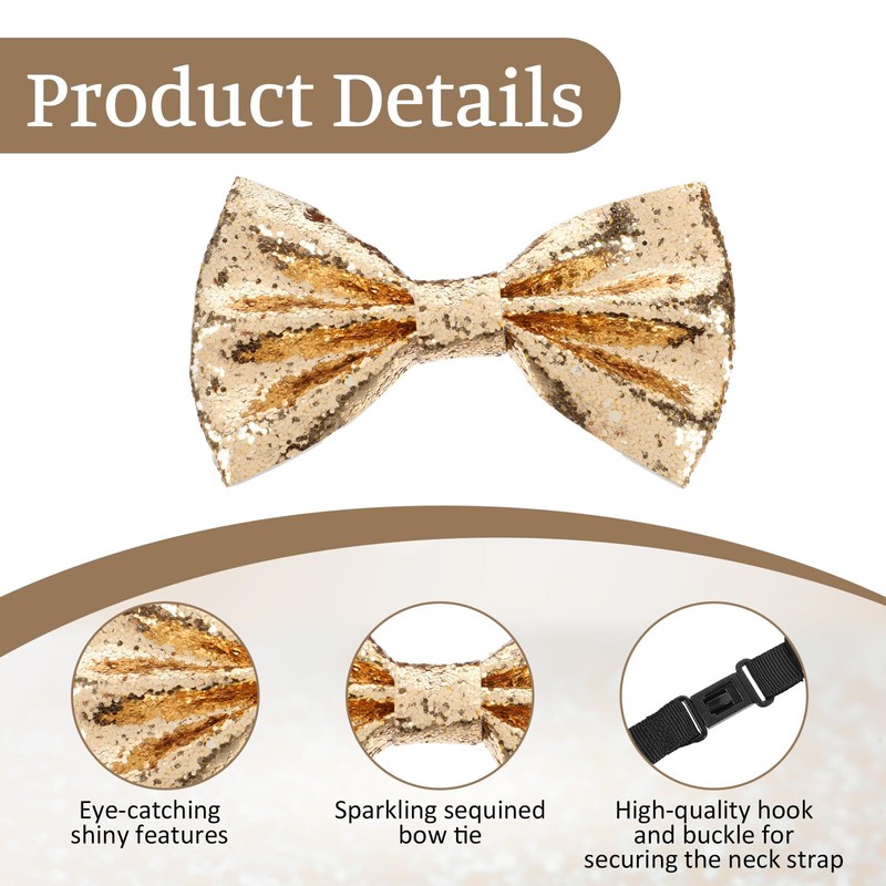 YQQYG Sequin Bow Tie, Gold Bowtie for Men Bow Ties