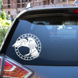 Norse Raven Decal, Runic Decal, Viking Decal, Raven Decal for Car, Bird Decal, Viking Truck Decal