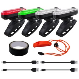 4 LED Navigation Lights Kit for Boat Kayak, Stern Ligths Battery, Marine Safety Lights, 2 Navigation Lights, 2 Stern Lights, 4 USB Charging Cable, Safety Whistle and Waterproof Tape by BLUE ELF