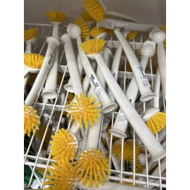 IKEA RINNIG Dish Brush, ScraperEdge & Suction Cup YELLOW Plastic 11in Length NEW