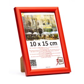 3-B Maui Picture Frame, Red, 10 x 15 cm, Wooden Frame, Photo Frame, Portrait Frame with Acrylic Glass