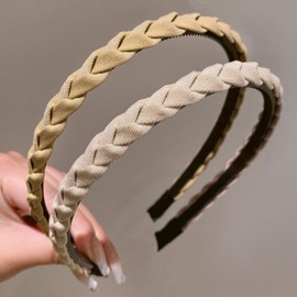 2pcs Headbands with Teeth Comb Hairband Hair Hoops for Women Men Girls No Slip Fashion Hair Accessories Hair Hoop (Beige, Light Green)