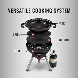 Coleman 4-in-1 Portable Propane Grill with 4 Cooking Attachments, Grill/Stove/Griddle/Wok with 7000 BTUs of Power for Grilling, Tailgating, Camping, BBQ, & More