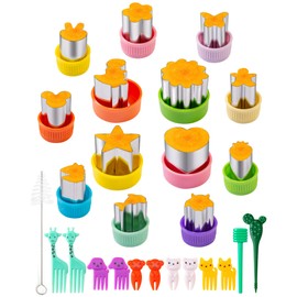 Kimfead Bread and Vegetable Cookie Cutter for Children, 26 Pieces, Cookie Cutter with Food Picks