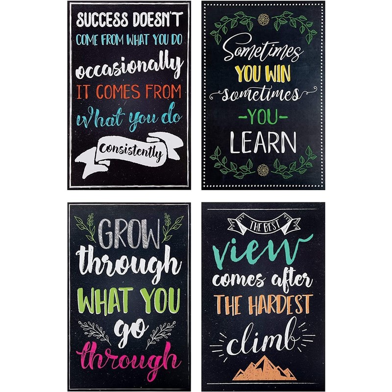 Juvale 20-Pack 13x19 in Motivational Classroom Posters - Chalkboard-Style Wall