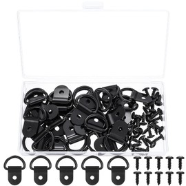 jiuxlaan 32 Pcs D Ring Tie Down Anchors, Trailer Tie Down Ring Hooks, Carbon Steel Lashing Rings Securing Trailer Load Anchors for Securing Loads in Cargo Trailers Trucks Kayak Boats, Black