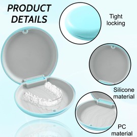 Pack of 1 Braces Box, Denture Container, Denture Box, Braces Box, Denture Box, Brace Box, Tooth Splint, Protesal Container, Denture Box, for Daily Use, Blue