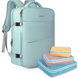 Travel Backpack for Men Women 17 Inch Flight Approved Carry on Backpack Waterproof Large 40L Luggage Daypack Business College Weekender Overnight Laptop Backpack with 3 Packing Cubes, Green