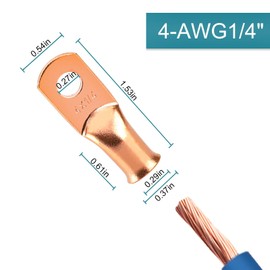 10PCS Battery Cable Ends, 4 Gauge Wire Connectors 1/4 Copper Wire Lugs, Bare Copper Eyelets with Heat Shrink Tubing by HOUSUN