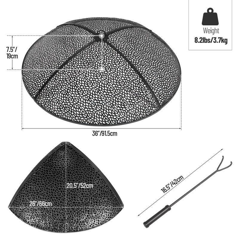 REDCAMP 36Inch Fire Pit Spark Screen, Collapsible Fire Pit Screen