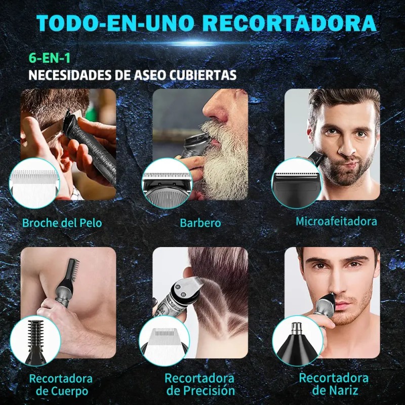 All-in Rasuradora Electrica Afeitadora Eléctrica Kit 6-en-1 Profesional Barba Nariz