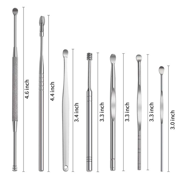 8 Pcs Ear Pick Earwax Removal Kit, Ear Cleansing Tool Set, Ear Curette Ear Wax Remover Tool with Cleaning Brush and Storage Box