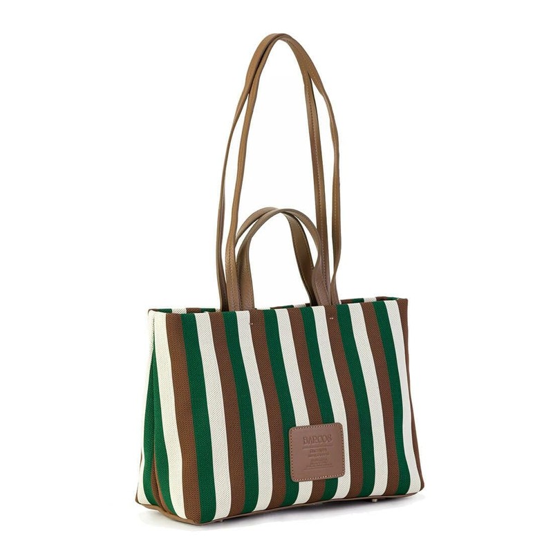 [バルコス] ストライプ柄 ニット風 2wayバッグ レディース トートバッグ 肩掛けバッグ ハンドバッグ 軽くて丈夫 ポリエステル素材
