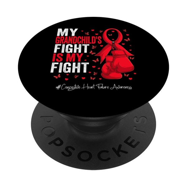Red Ribbon Grandchild Congestive Heart Failure Awareness PopSockets Standard PopGrip