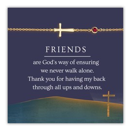SilverLining Creation Birthstone Cross Bracelet for Women - Friendship Gift, Baptism Gift, 18K Gold Plated, 5A Zirconia, Triple-Layered Finish, Size 6-8"