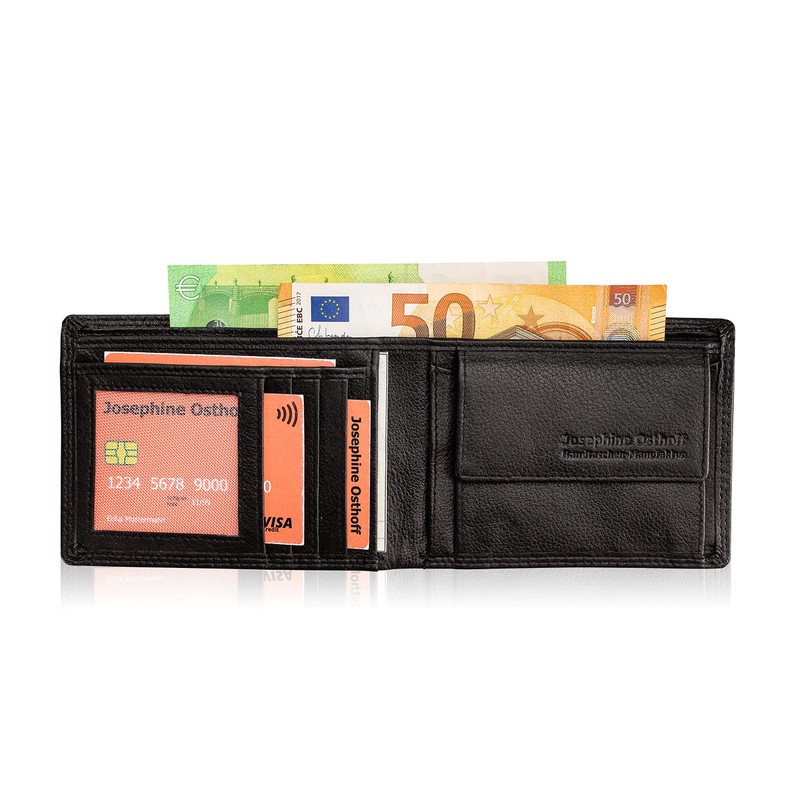 Josephine Osthoff Men's Leather Wallet with RFID Large with Coin
