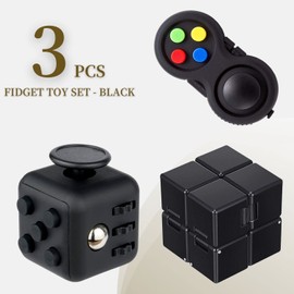 Yeefunjoy 3 pieces anti-stress cube toy, infinity cube, fidget pad controller, decompression toy, killing time fidget toys for children and adults, stress relief for nervousness