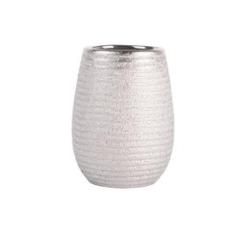 MSV Decorative Tumbler for Bathroom, Silver, 10 x 8.5 x 8.5 cm