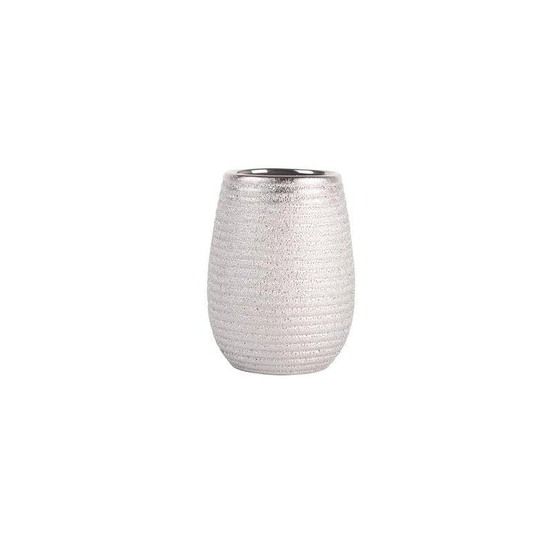 MSV Decorative Tumbler for Bathroom, Silver, 10 x 8.5 x