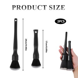 2PCS Car Detailing Brushes – Ultra Soft Synthetic Bristle Detailing Brush Set for Car Interior Cleaning, Scratch-Free Valeting Brushes for Wheels, Dashboard, Vents, Rims, Motorcycle & Home Use