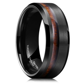 King Will Mens Wedding Band 8mm Tungsten Rings for Men Sapele Wood Inlay Size 7-14 for Daily Wear丨Nature Collection 10.5