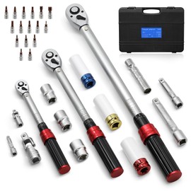 Roartisa 1/4 3/8 1/2-inch Drive Torque Wrench, 32Pcs Torque Wrench Set with Hex, Torx, Sockets, Spark Plug Socket & Adapters for Bike, Motorcycle, Car Spark