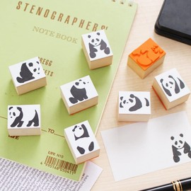 Cute Panda, Animal, Stylish, Stamp, Wooden Rubber Stamp Set, Funny Stationery, Stationery, Stationery, Single Stroke, Postcard, Notebook, Notebook, Gift, Made in Japan (#89)