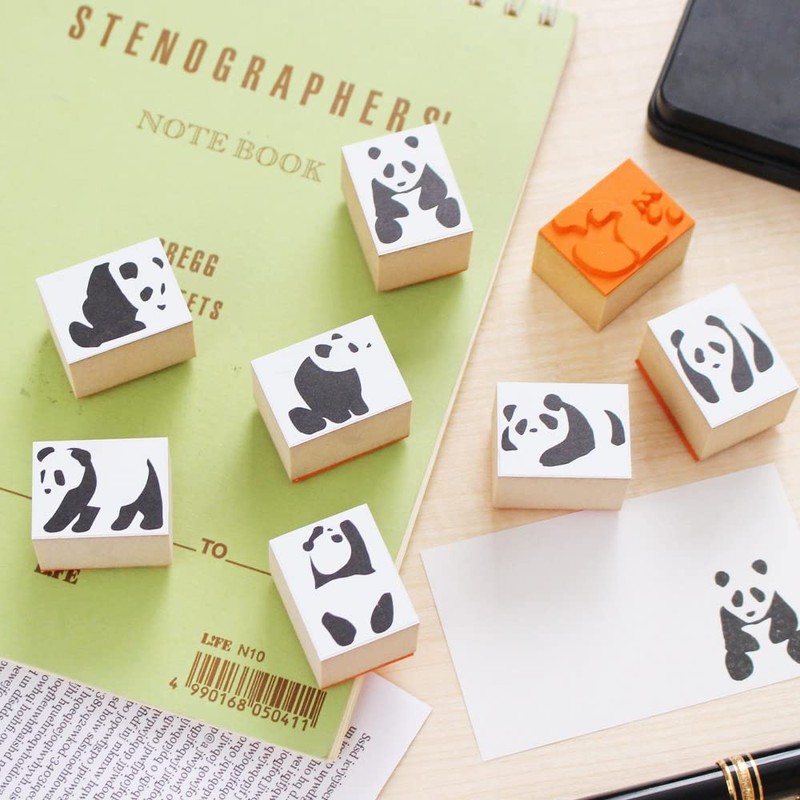 Cute Panda, Animal, Stylish, Stamp, Wooden Rubber Stamp Set, Funny