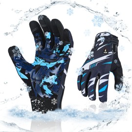 Vgo... Winter Lined Motorcycle Gloves for Men,Cycling Gloves,Powersprots Racing Gloves,Touchscreen capable(L,Blue,MF5178FW)