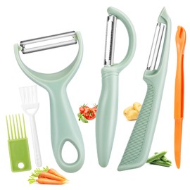 Senbowe Upgrade Potato Peeler for Kitchen, 6PCS Stainless Steel Vegetable Peeler, I and Y Veggie Food Peeler for Apple Fruit Carrot Zucchini Cucumber,Good Grip Makes Peeling Very Easy (Green)
