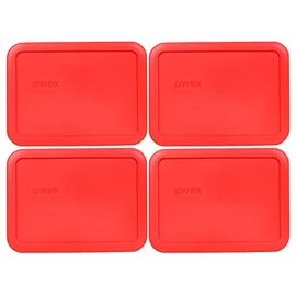 Pyrex 7210-PC 3-Cup Red Food Storage Replacement Lid (4-Pack) - Made in USA
