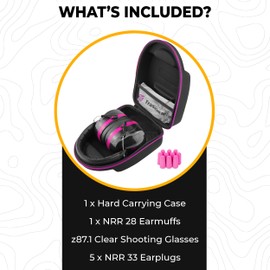 TradeSmart Couples Gifts - All-in-One Shooting Ear & Eye Protection, Earmuffs, Earplugs, Glasses & Case, Gifts for Her & Him