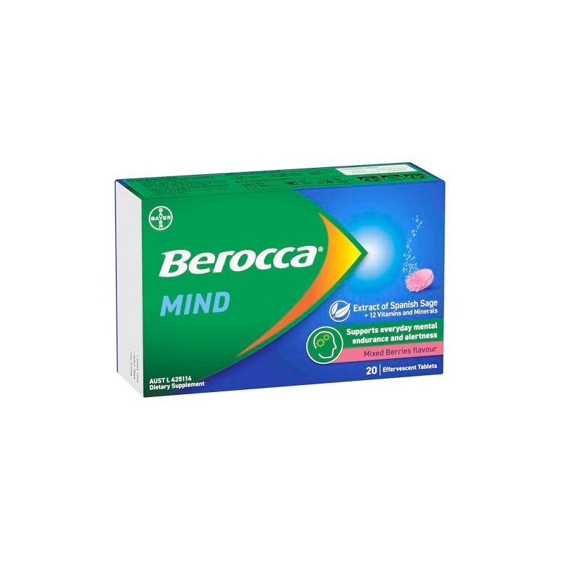 Berocca Mind Mixed Berry Flavour Effervescent 20 Tablets