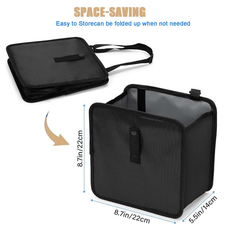 3 Gallons Foldable Car Trash Can - Large Capacity Waterproof