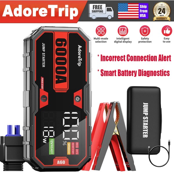AdoreTrip 6000A Car Jump Starter Protable Battery Booster Jumper Box
