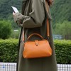 AKIYAMA Handbag, Shoulder Bag, Clasp Bag, Genuine Leather, Nume Leather,