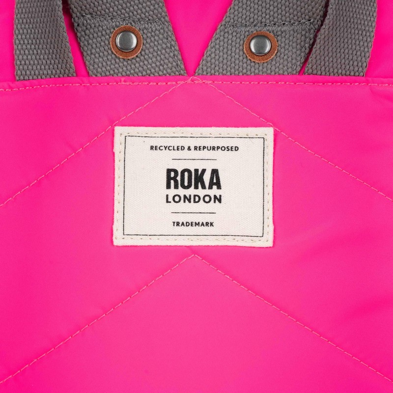 ROKA London Canfield B Small Sustainable Nylon Backpack (Neon Pink)