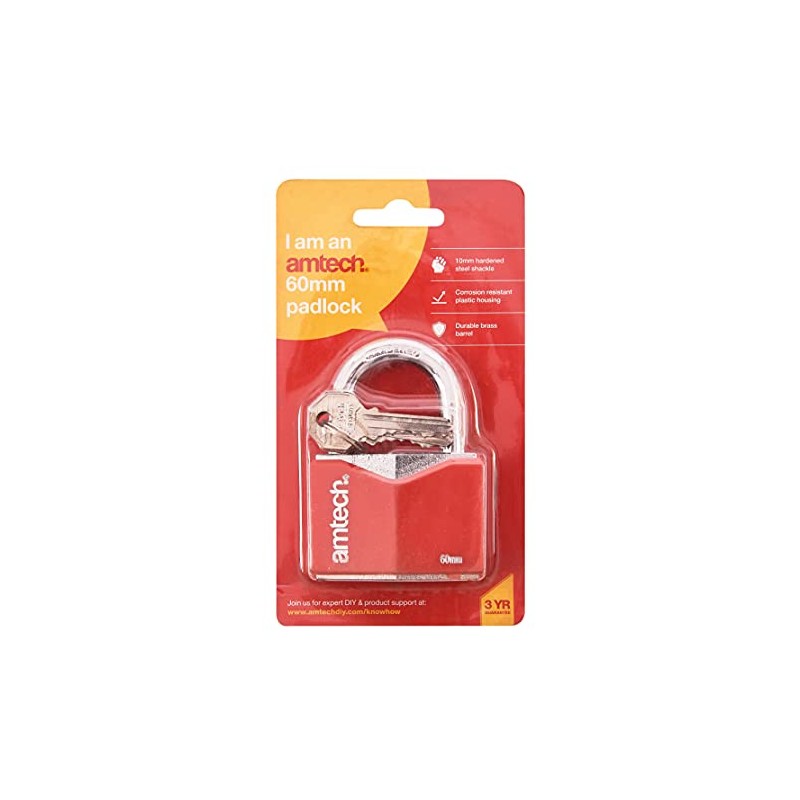 Amtech T0706 60mm Rhombic Chrome Plated Iron Padlock