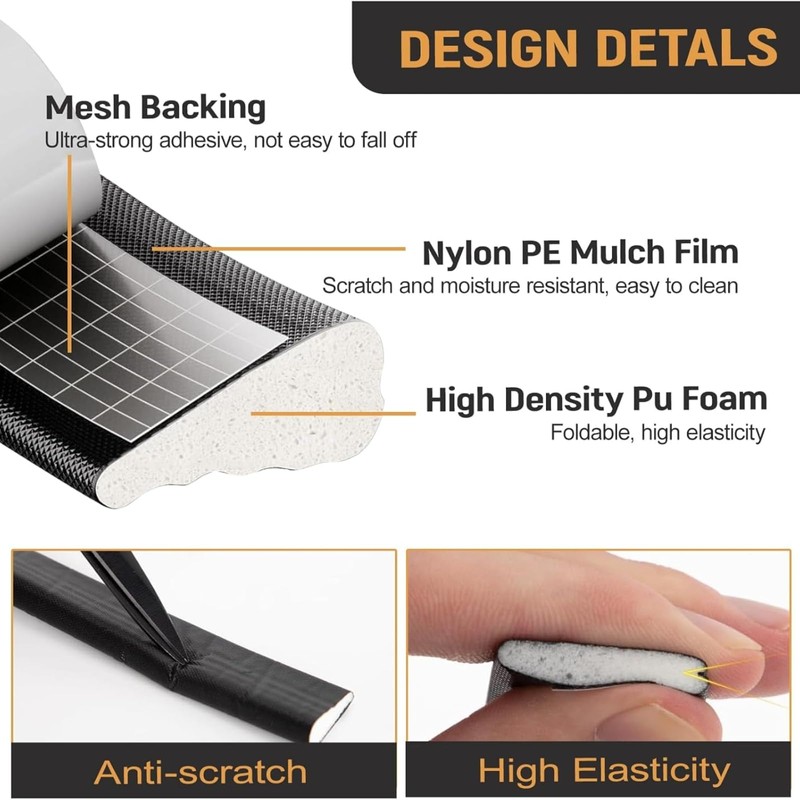 118” Wedge Weather Stripping Tape, Self-Adhesive Door Seal Strip for